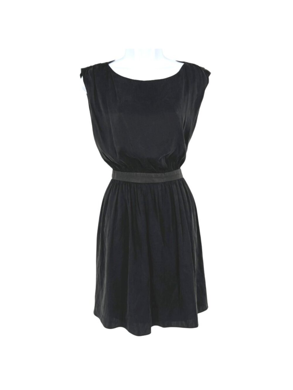 Alice + Olivia Black Silk Dress Cutout Back Leather Trim Mini Size Small Luxury